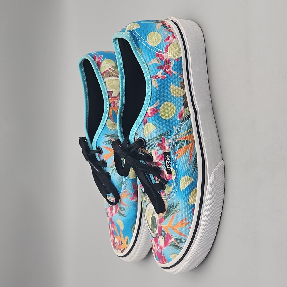Vans Turquoise Floral Athletic Shoes with Black Laces